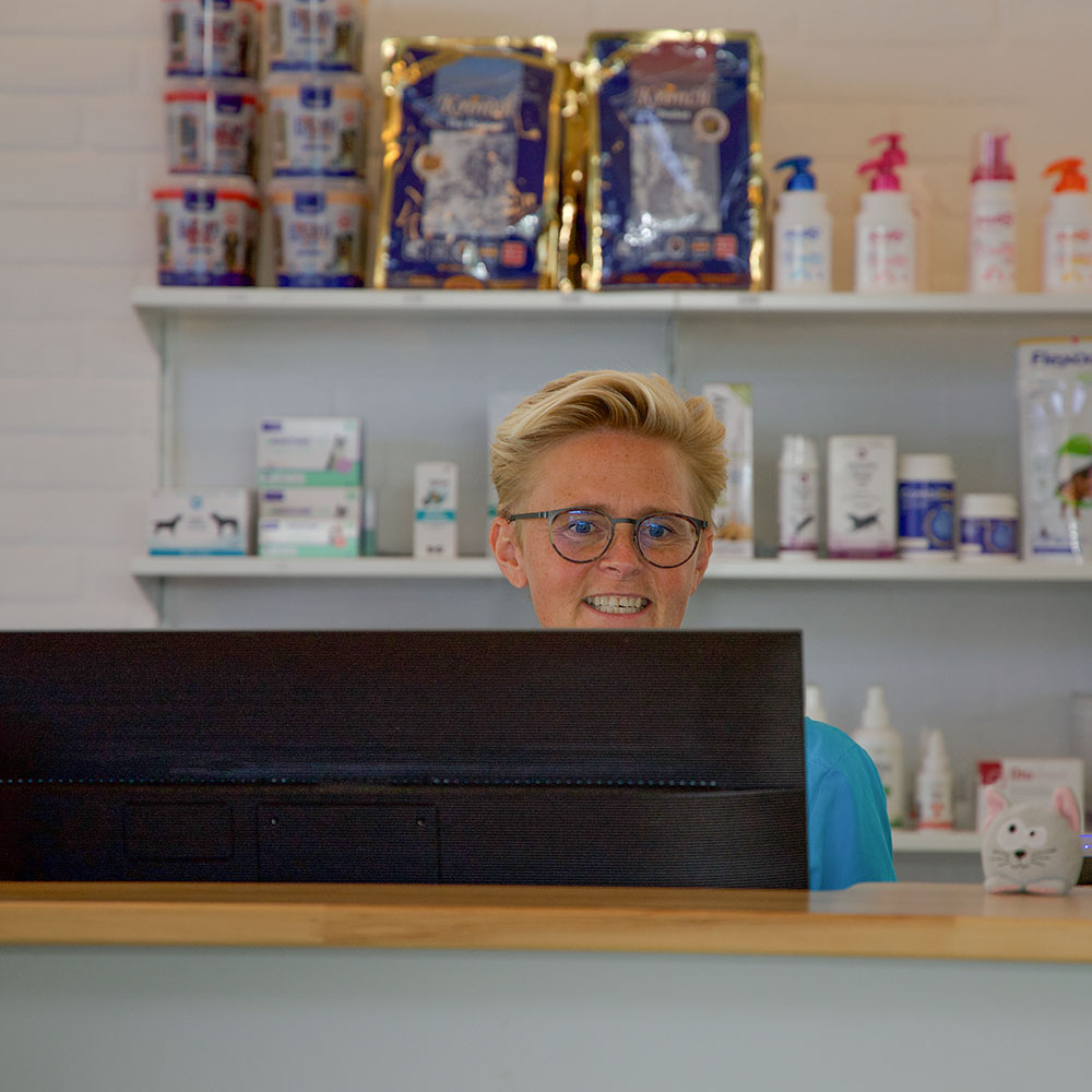 Receptionen. hos Morsø Dyreklinik